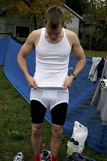 Here's one of me getting changed while sporting the WORLDS WORST CAMEL TOE